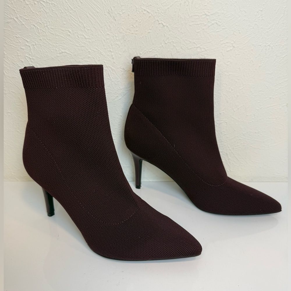 Calvin Klein Gabby Burgundy Knit Pointed Toe Sock Booties Size 7 - Picture 3 of 6